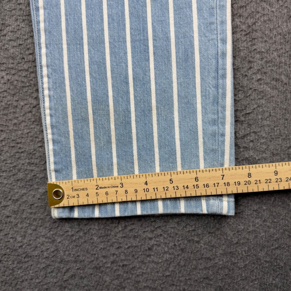 Lauren Ralph Lauren Blue and White Vertical Stripe Straight-Leg Jeans - Picture 7 of 12